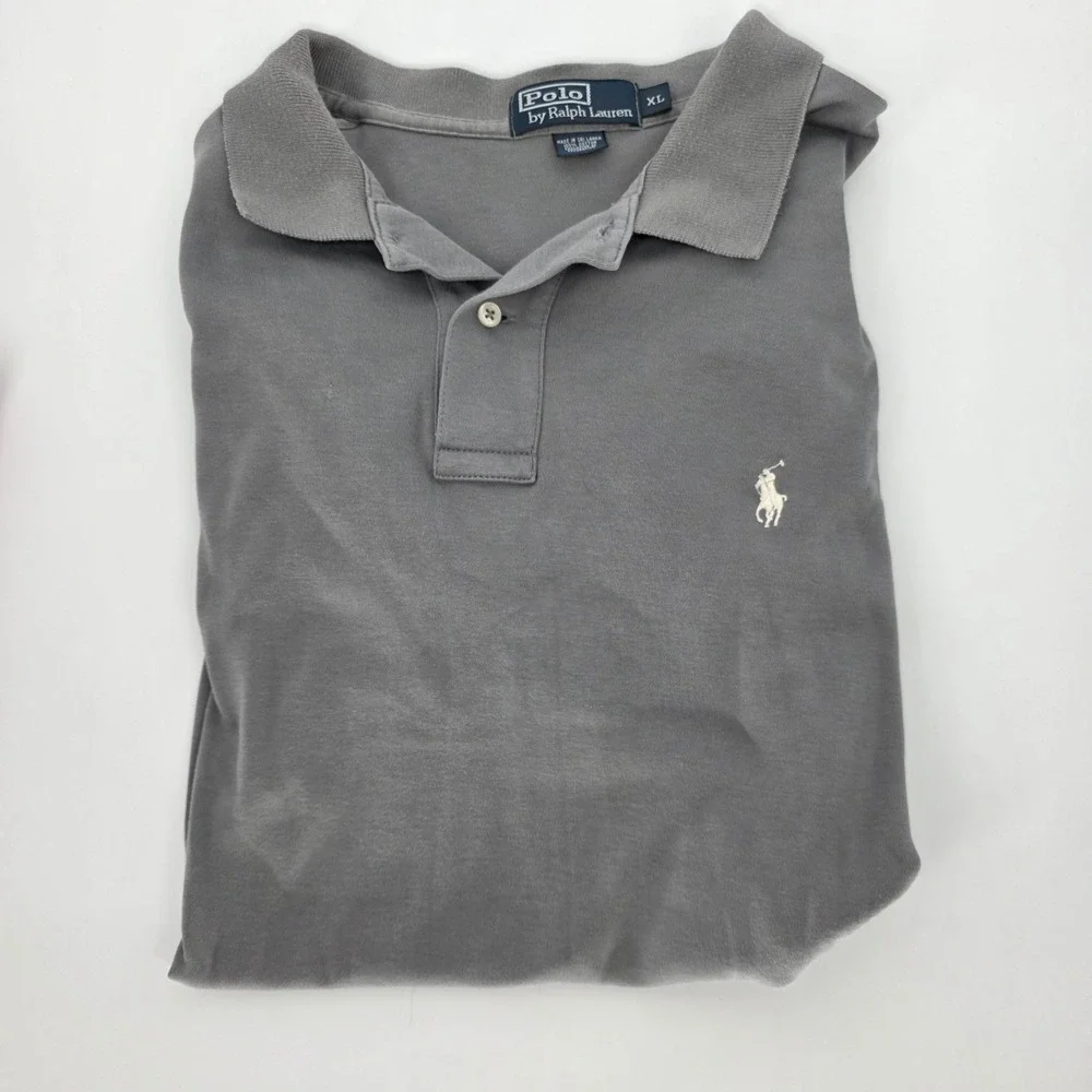 Polo Ralph Lauren Men's Polo Shirt XL Lot Of 2 Red Striped‎ Gray Solid Vintage
